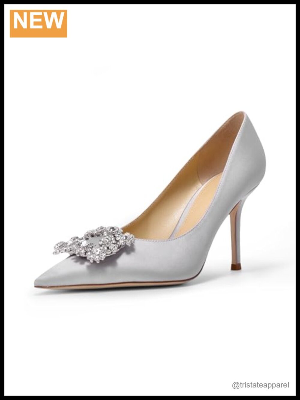 Rhinestone Stiletto Pumps Wedding Heels Vegan Silk Satin Lambskin Lining